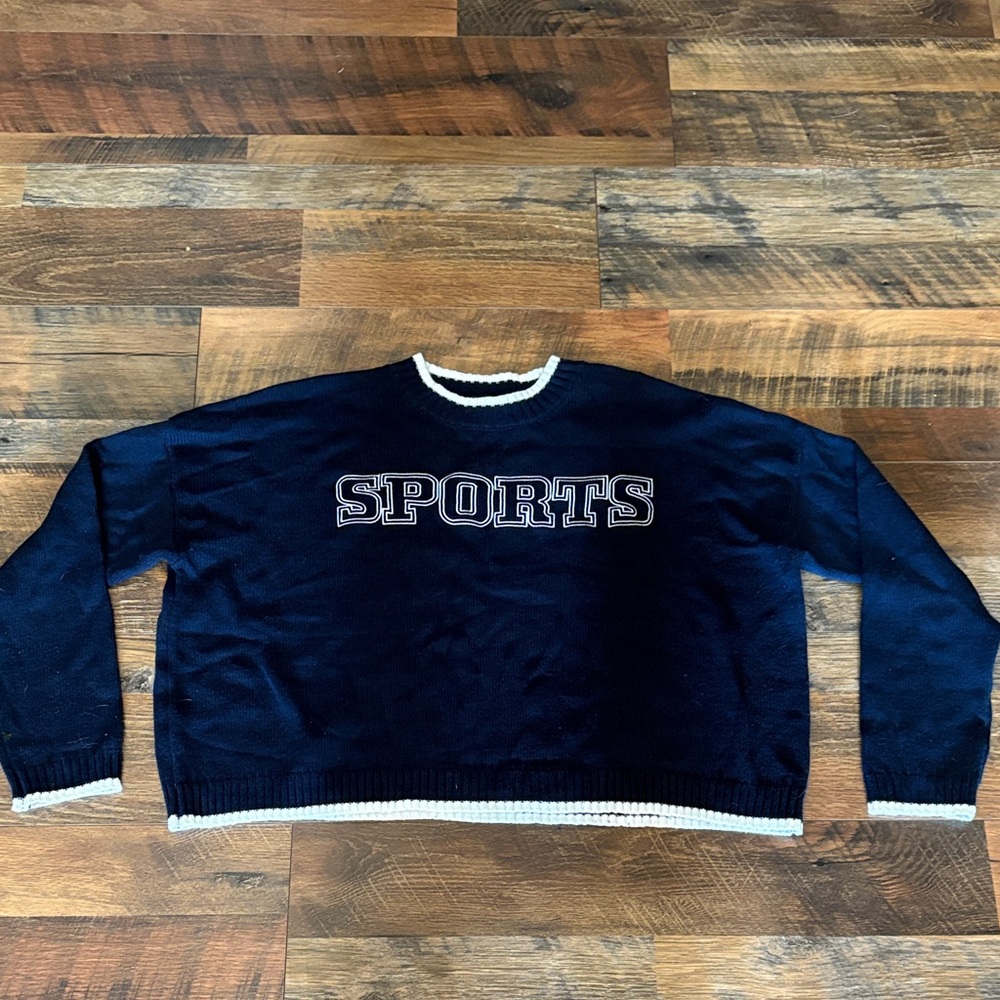 Sincerely Jules Navy‎ Crewneck Cropped Sweater